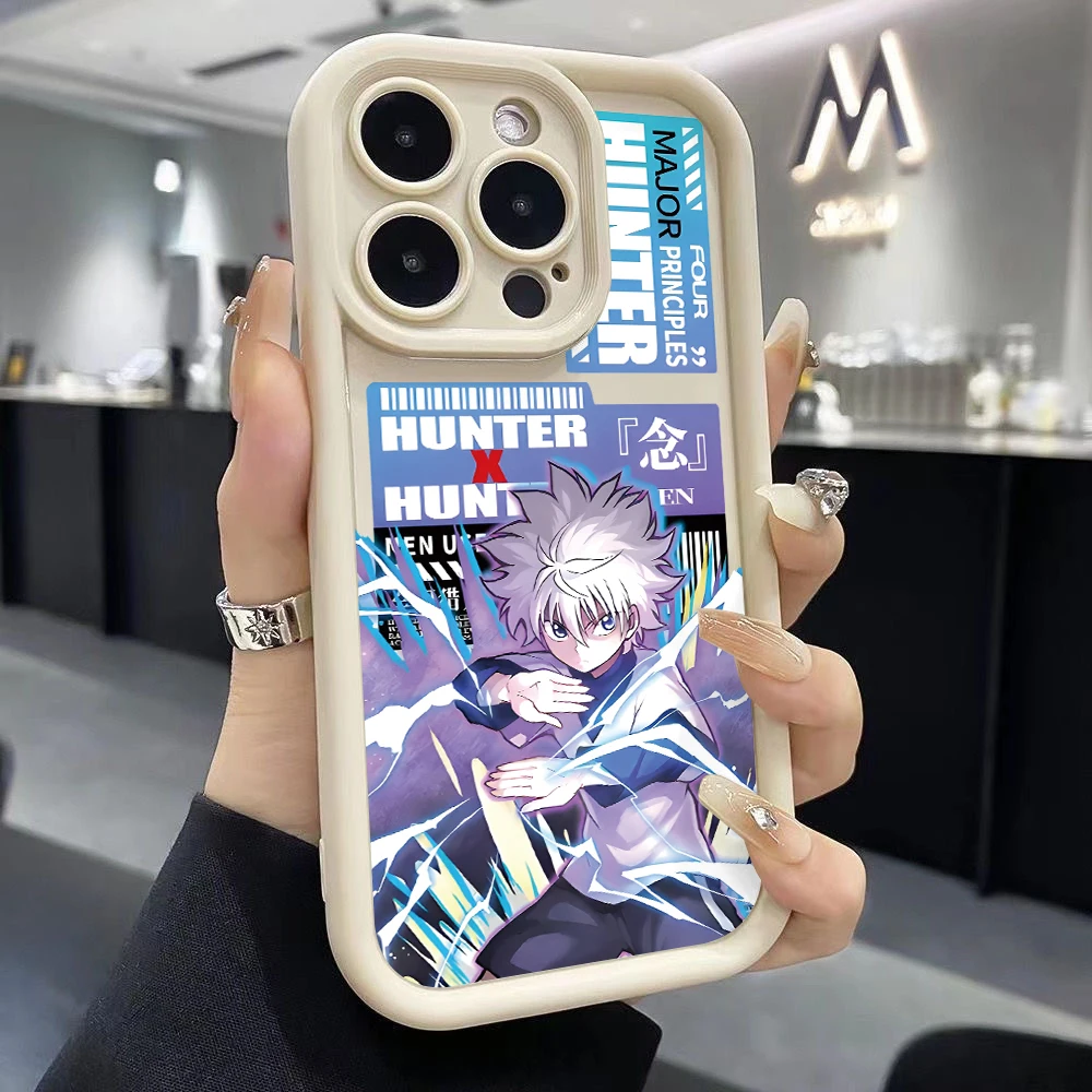 Hunter Gon Killua Hisoka Phone Case for iPhone 16 15 14 Plus 13 12 11 iPhone16 Pro Max X Xs XR 8 7 Soft TPU Ladder Capa Cover
