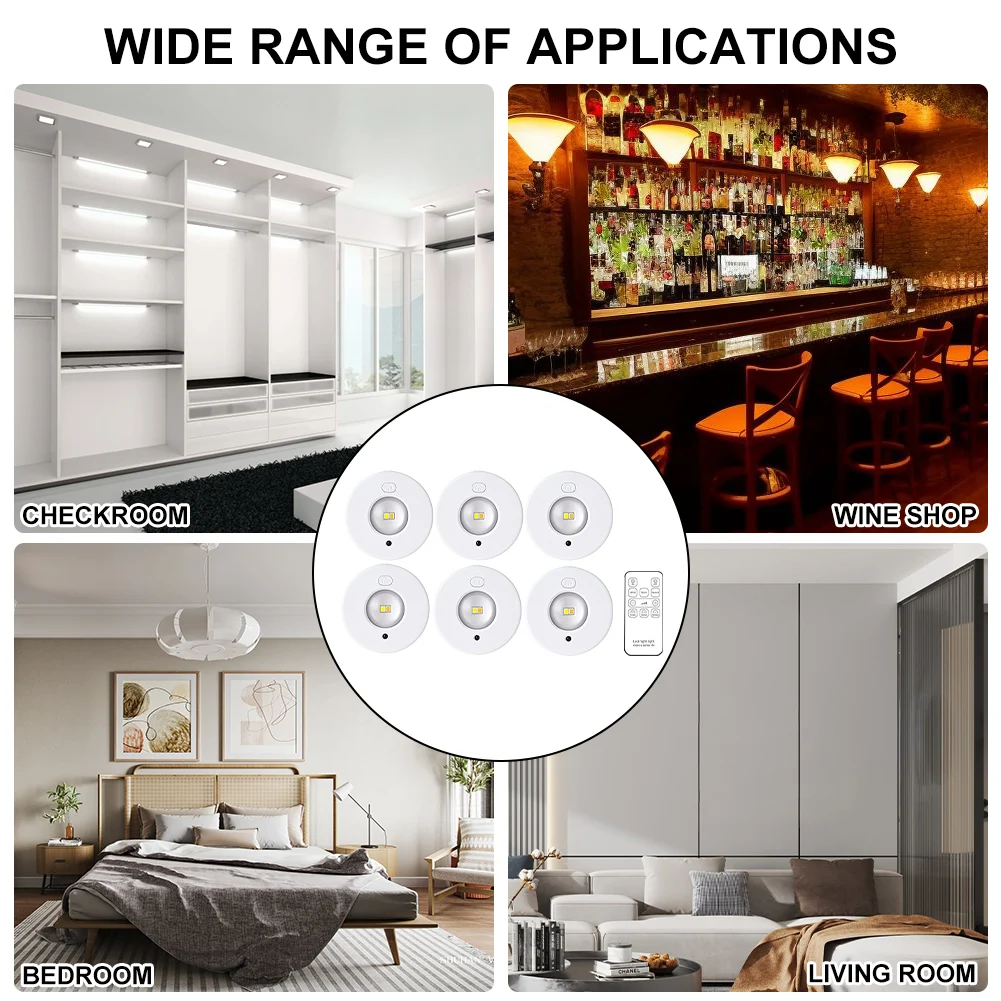 Lumière LED magnétique avec télécommande, rondelle sans fil, chargement USB, lumière sous Cisco, armoire, couloir, Cisco