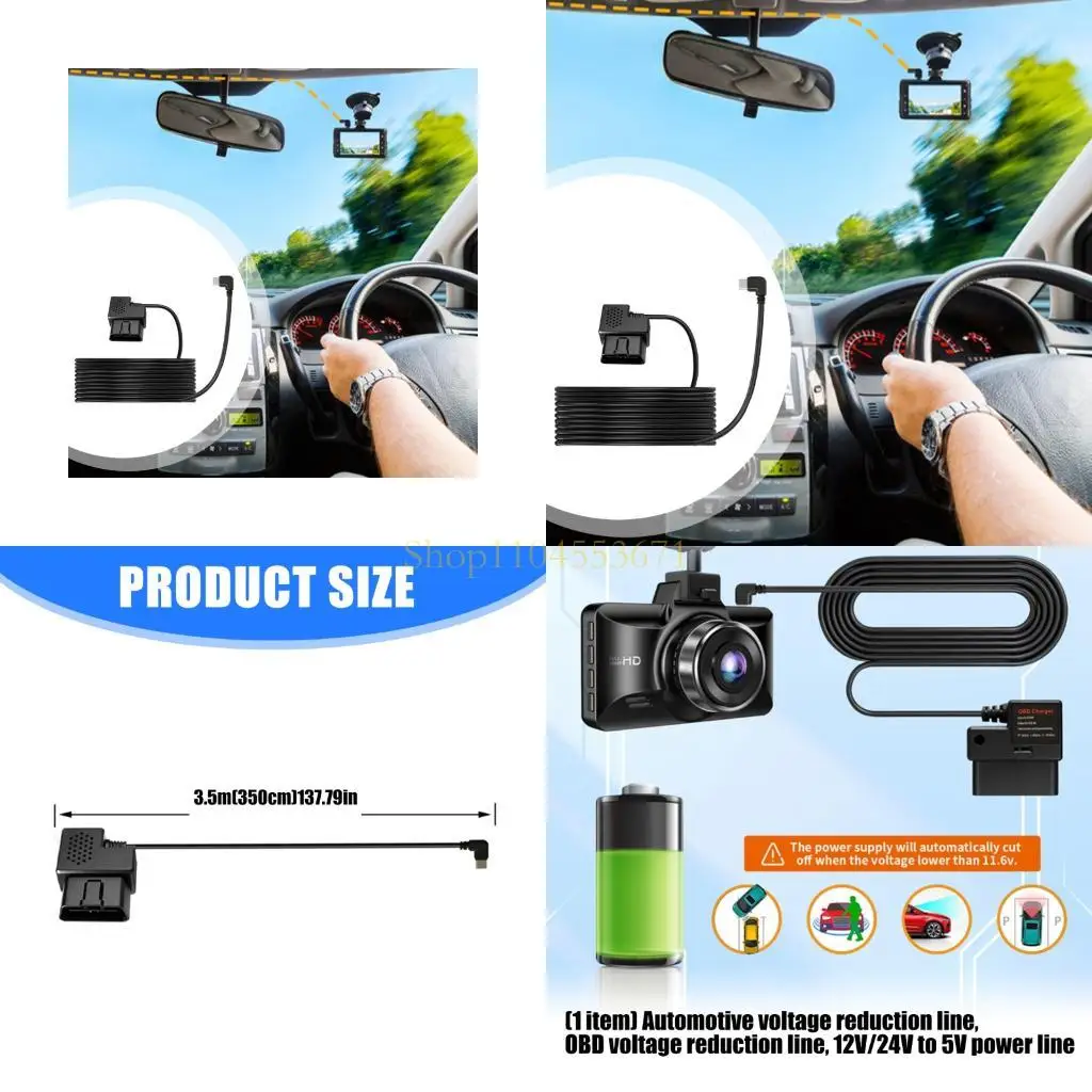Best Seller Reliable Vehicle OBD Power Cable Step Down Converter Cable Supports 12 30V Input Perfect For Various Car Models