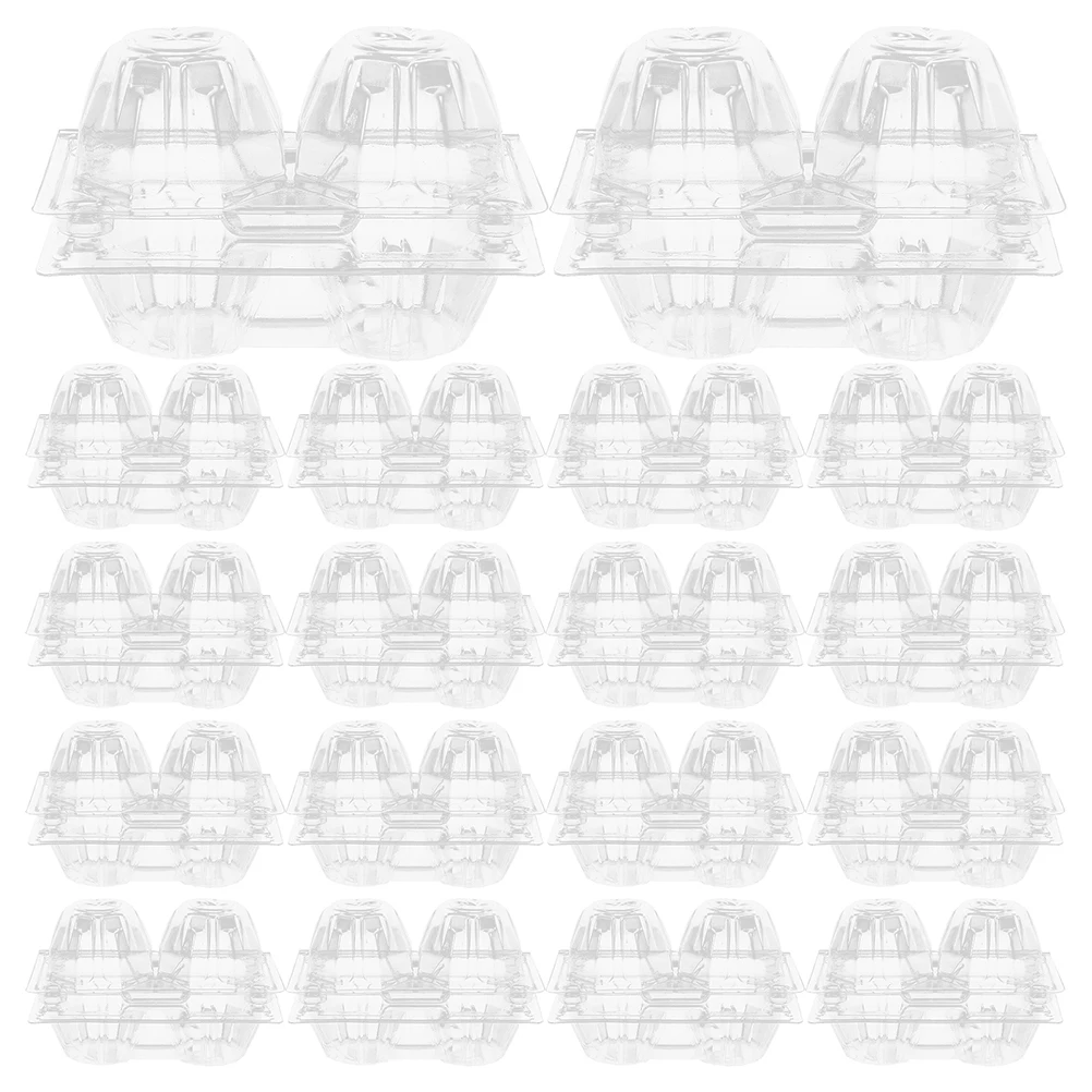 

100pcs Plastic Carton 2 Eggs Clear Stackable Storage Container Transparent Organizer Holder For Refrigerator Lightweight