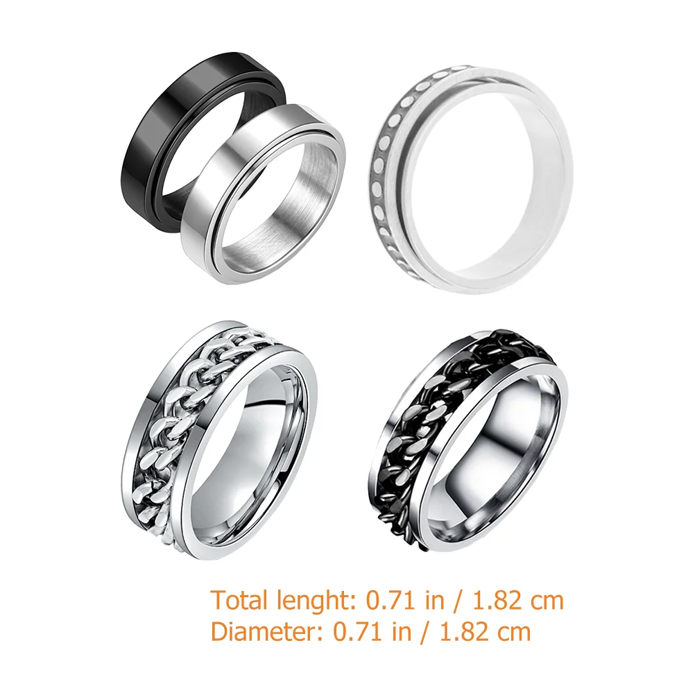 5 Pcs Ring Titanium Steel Knuckle Rings The Anti Anxiety Finger Gift High Quality