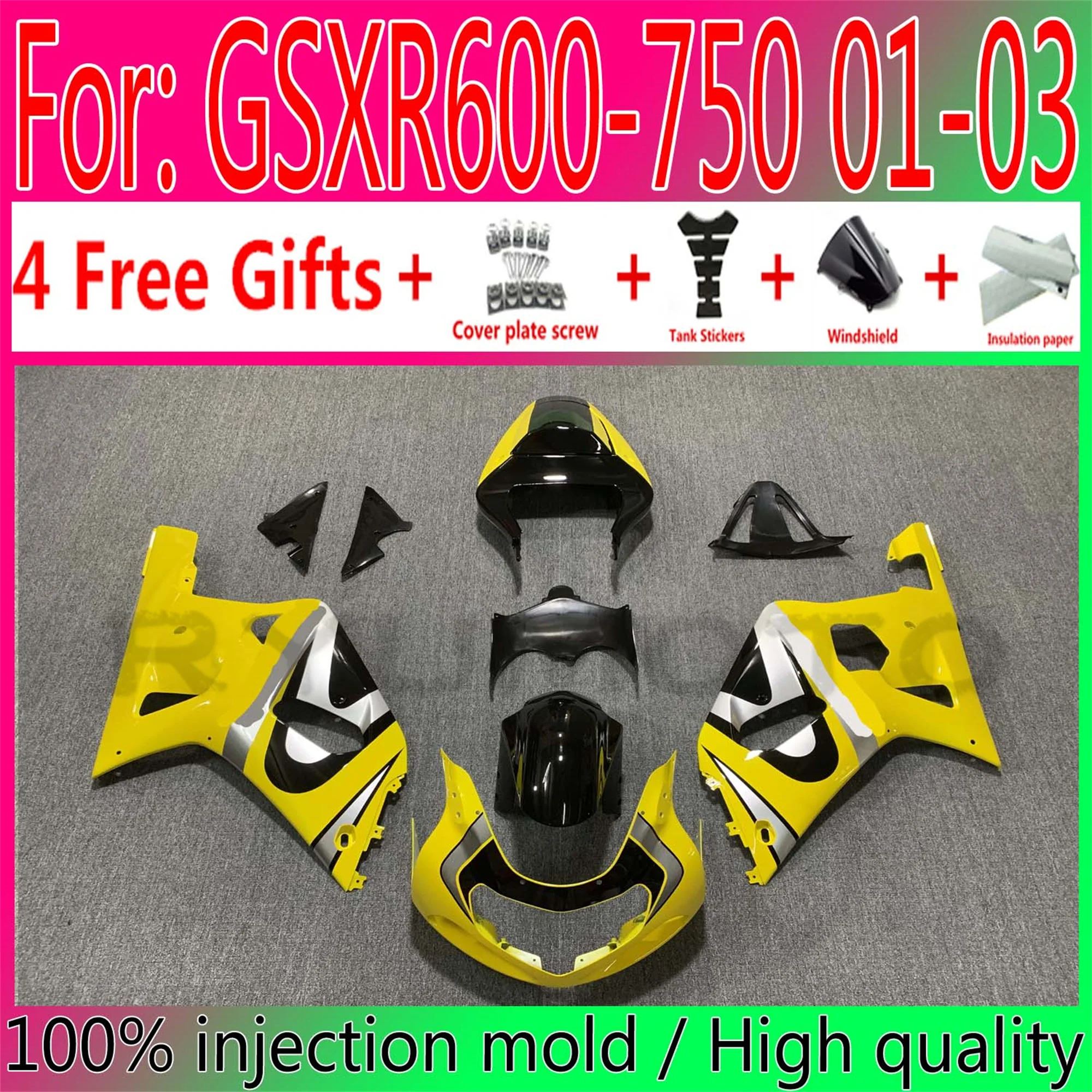 

NEW ABS Injection mold Fairings Kit For Suzuki GSXR600 750 GSXR 600 K1 2001 2002 2003 01 02 03 bodywork Fairing