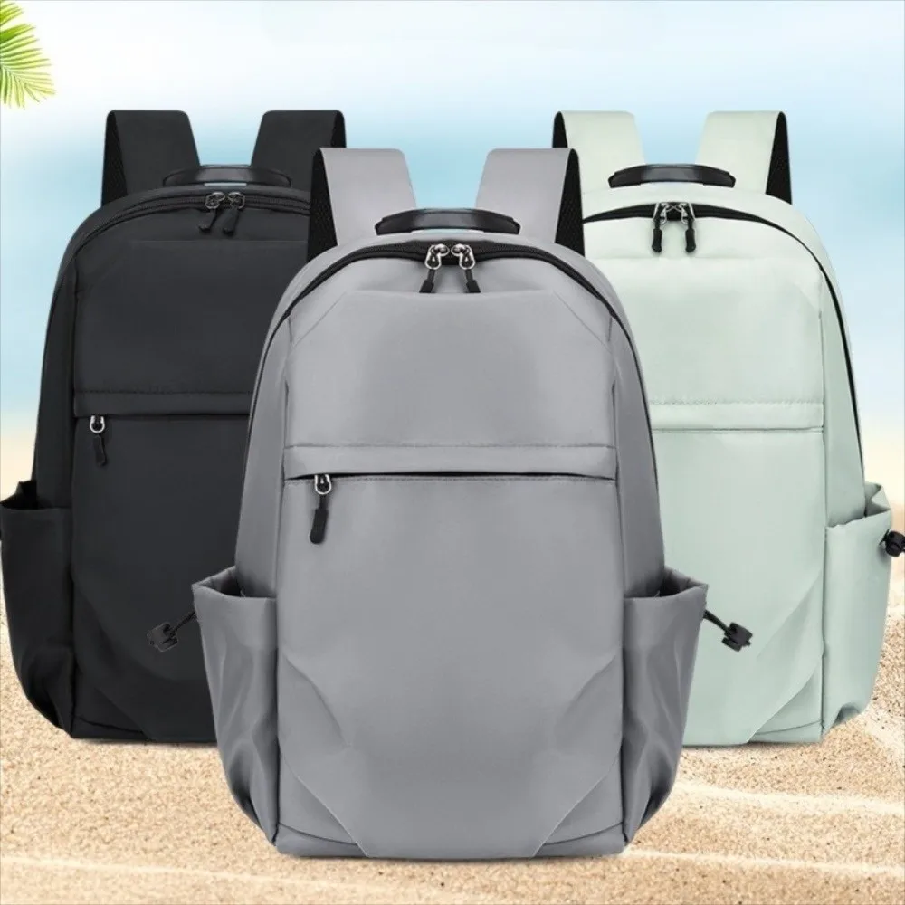 Solid Color Men Backpack Large Capacity Laptop Bag Student School Bag Multifunctional Lightweight Oxford Cloth Backpack Unisex