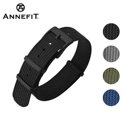 ANNEFIT Nylon Watch Straps16mm18mm19mm20mm22mm24mm Bracelet Military Watchband Black Buckle Fabric Wristband Replacement