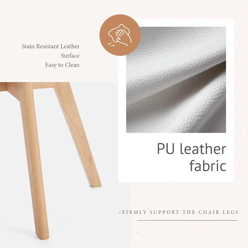 مجموعة من 8 كراسي طعام حديثة في منتصف القرن، منجدة من جلد البولي يوريثان بأرجل خشبية للمطبخ أو غرفة الطعام #2