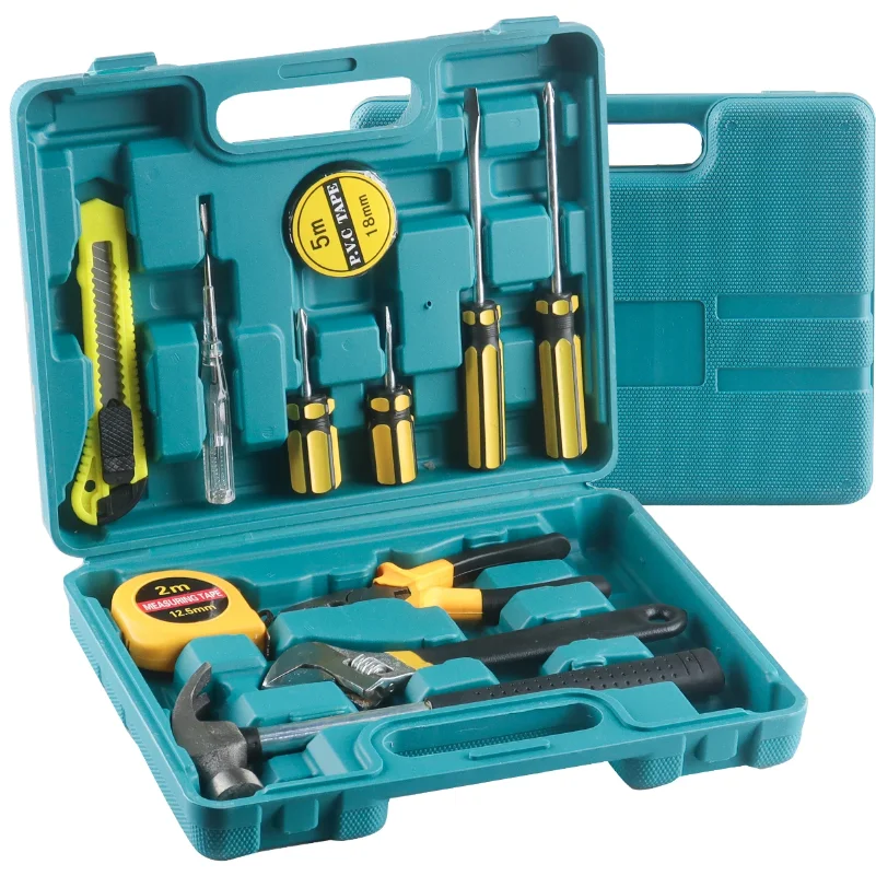 

8/9/12/13Piece Tools Set General House hold Hand Tool Kit with Plastic Toolbox Storage Case Used to Car repair And home Repair