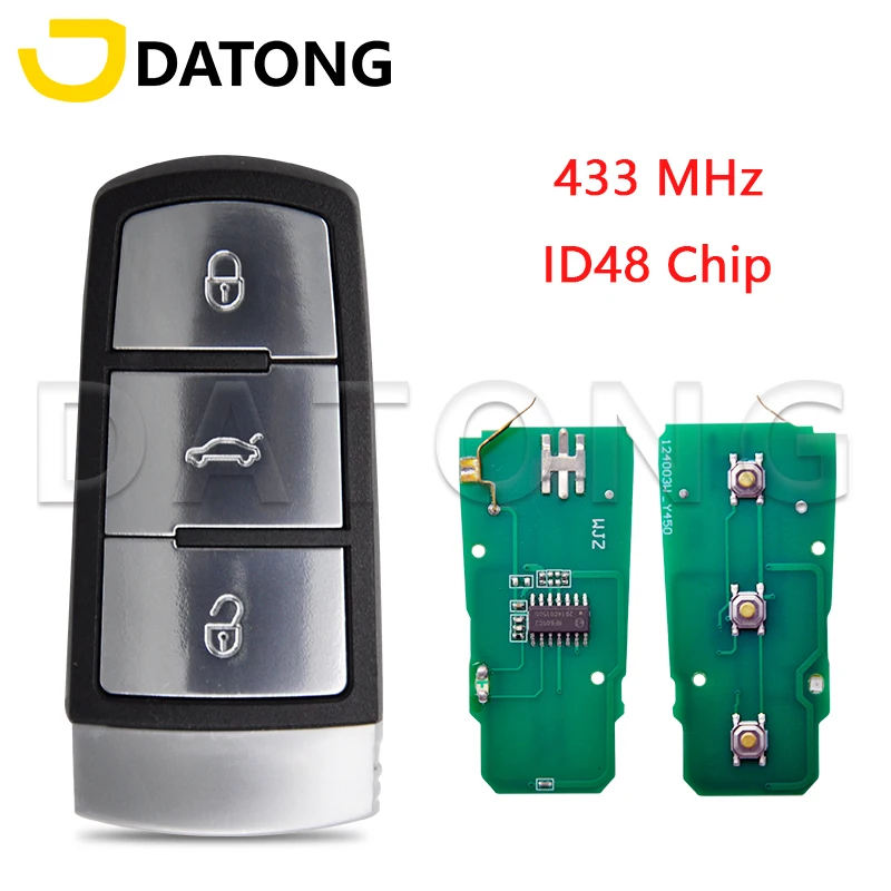 Datong World 3C0959752BA ID48 Chip 433MHz Half Smart Car Remote Control Key For VW VolksWagen Passat B6 3C B7 Magotan CC