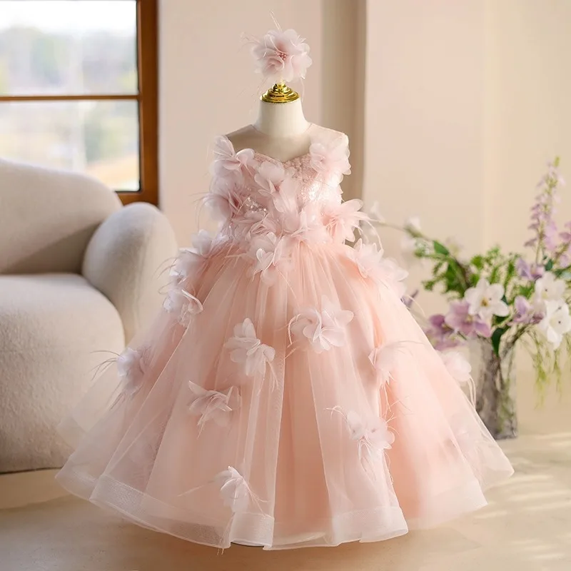 

Children Princess Dress Little Girls Birthday Evening Dress Fashion Show Piano Performance Clothes Girls Elegant Dress