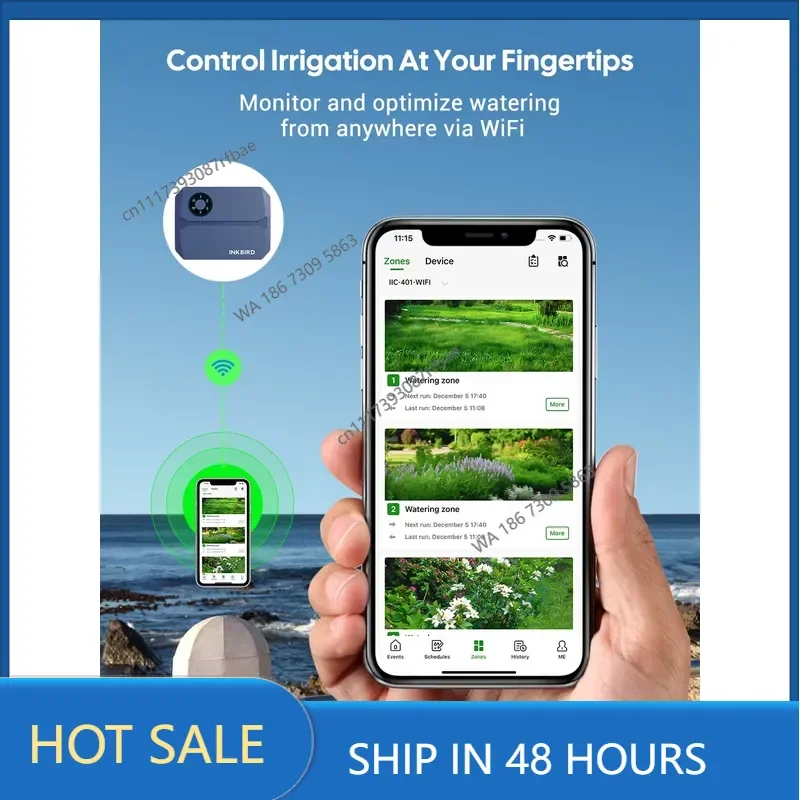 WiFi 4 Zones Automatic Garden Irrigation Controller with Water Hammer Protection for Garden, Lawn, Courtyard IIC-401