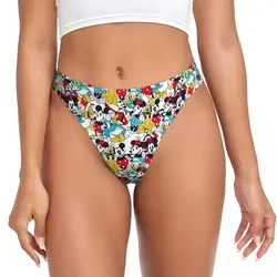 Custom Womens Mickey Mouse Collage Manga G-string Panties Female Breathable Thongs Underwear