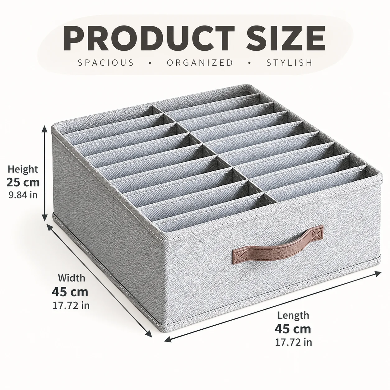 1pc  Dual-Column 16-Grid Clothes Organizer, Drawer-Type Closet Storage Box  Foldable Fabric Storage Drawer