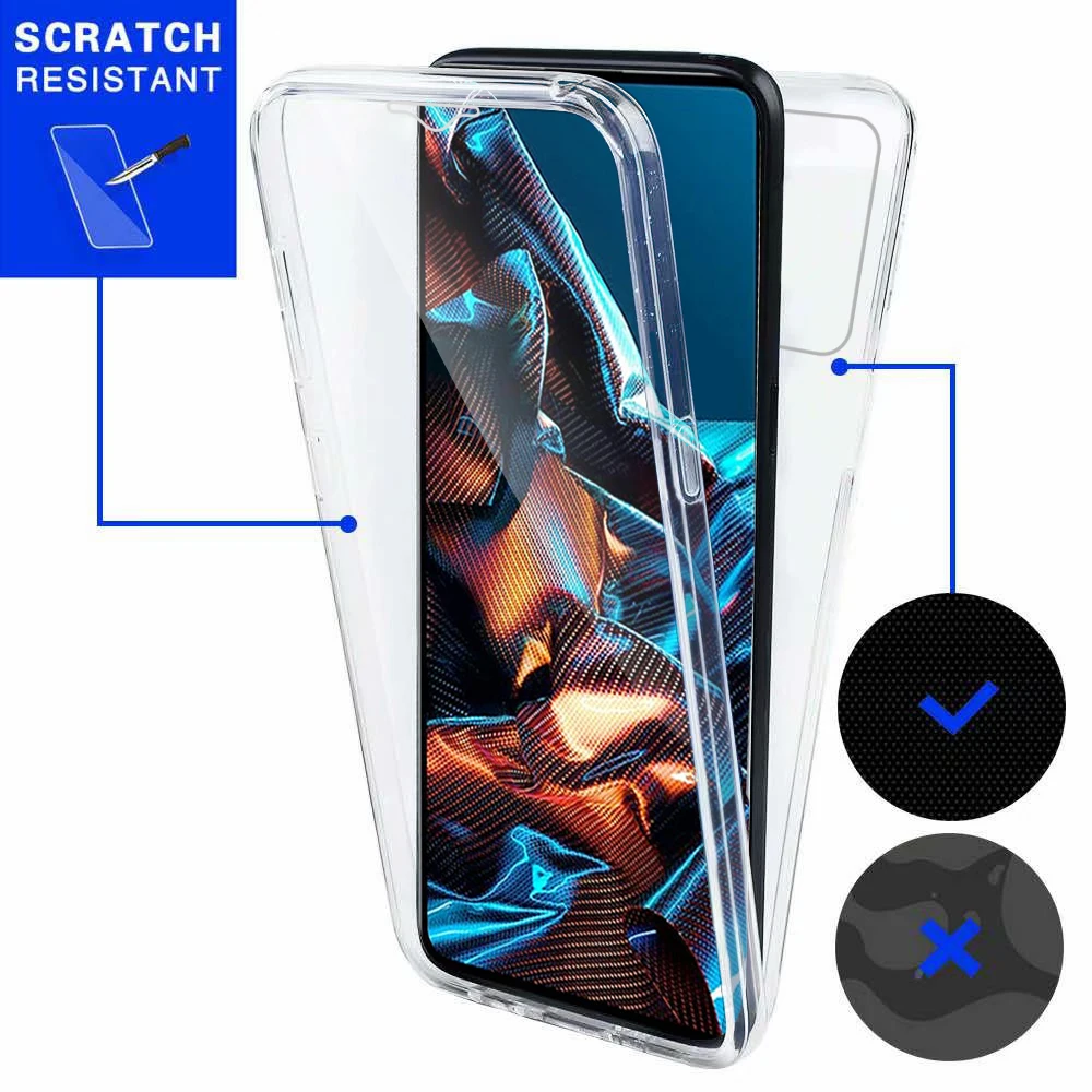 pocco X5Pro Fundas 360 Silicon TPU Front + PC Back Case For Xiaomi Poco X5 x 5 Pro Double Transparent Protection Full Body Cover