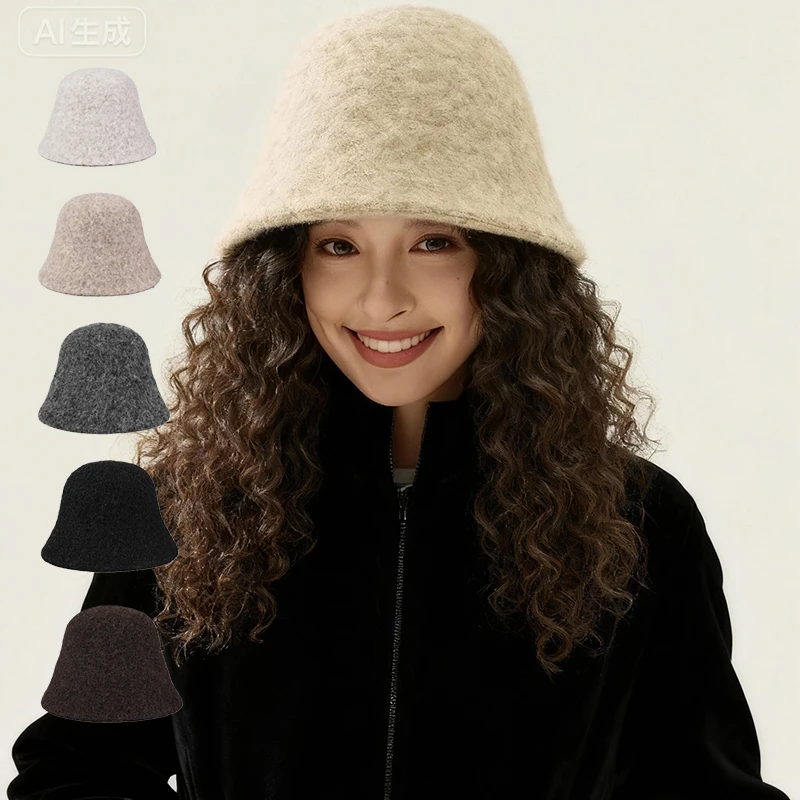 1 Stück warmer Winter-Outdoor-warmer Fischerhut für Damen, lässig, einfarbig, winddicht, täglich, lässig, Fischermütze, klassische Panamahüte