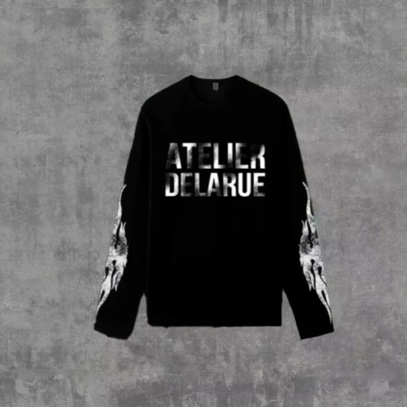 

Y2K Harajuku Retro Niche Long Sleeve Print Letter Flame Tops New Fashion Casual Comfortable Streetwear Unisex Oversized Clothes