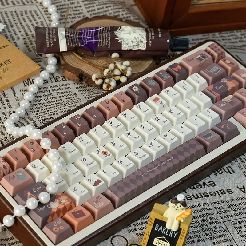 

Afternoon Time Coffee Original Keycaps PBT Hot Sublimation Adaptation 68/75/87/98 Mechanical Keyboard Keycaps