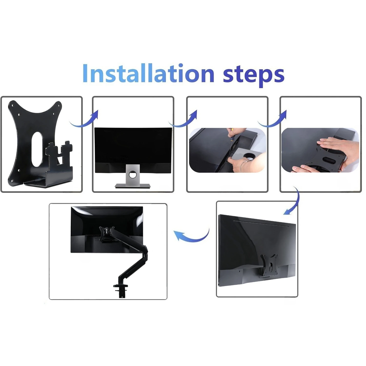 New VESA Mount Adapter for Dell SE2416HX S2216H S2316H S2416H SE2716H by Mount Bracket for VESA 75x75 & 100x100 Monitors Arms view 2
