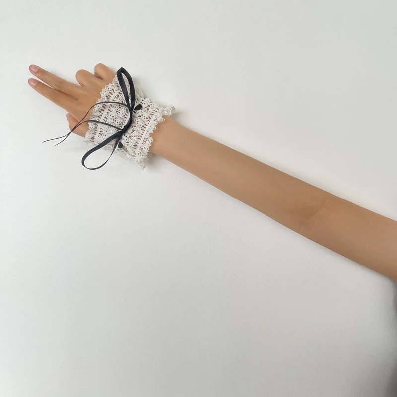 خلفية الأظافر الدانتيل فتاة الزخرفية المعصم الأكمام الأصفاد المرنة سوار انفصال معصمه مانيكير التصوير الدعائم