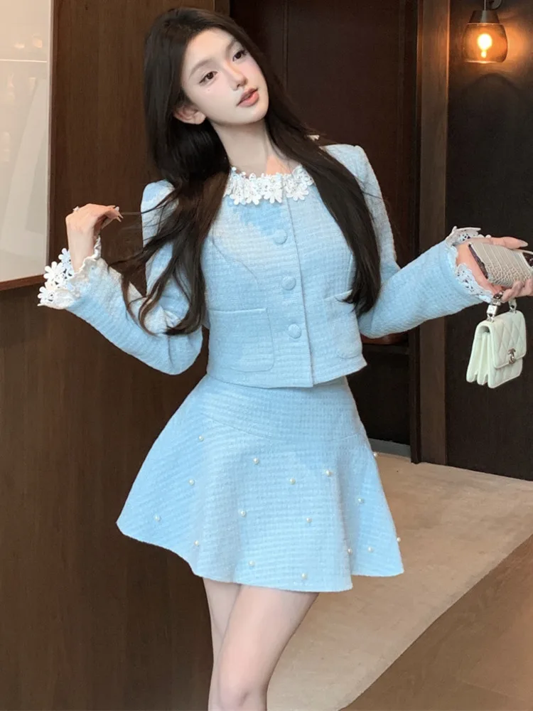 2024 autumn new in matching sets Two Piece Set For Women Jacket Coat Skirt Lady 2 piece sets women outfit conjuntos cortos