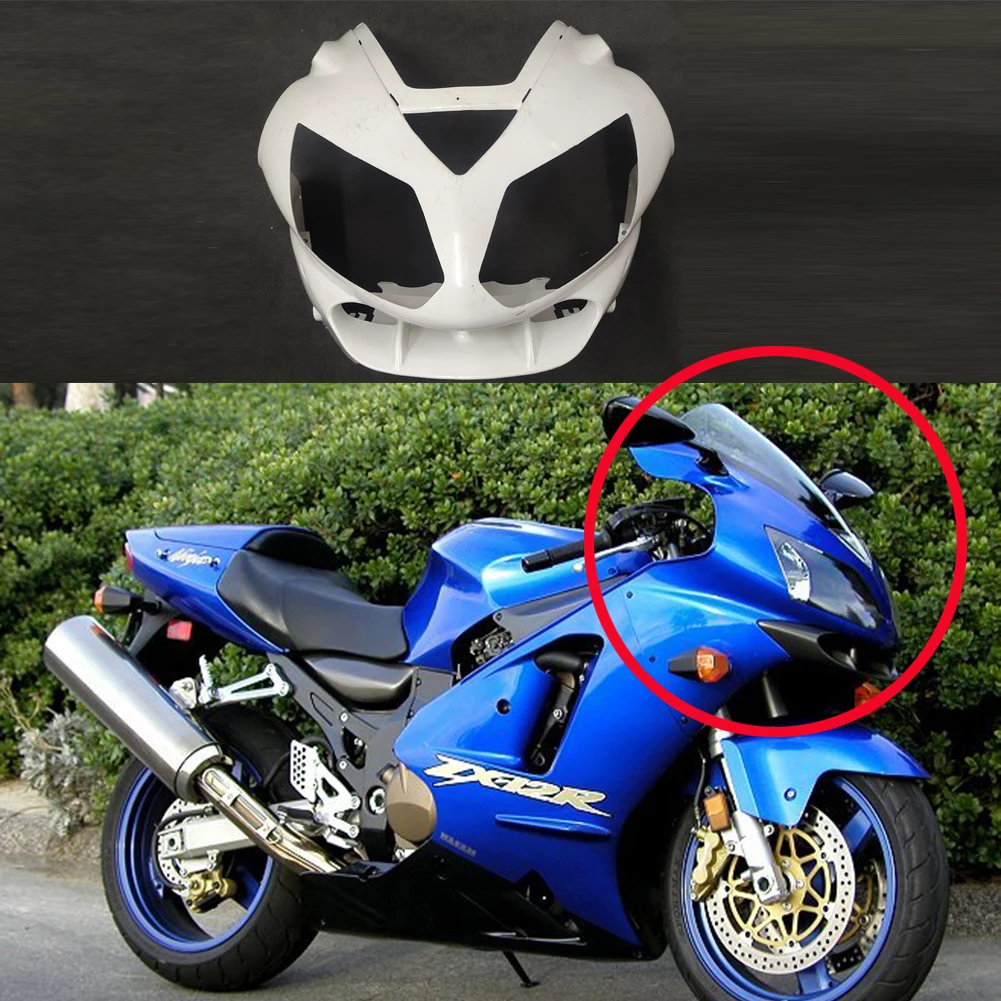 Motorcycle Unpainted White Upper Front Cowl Nose Fairing For Kawasaki Ninja ZX12R 2002-2005 2002 2003 2004 2005