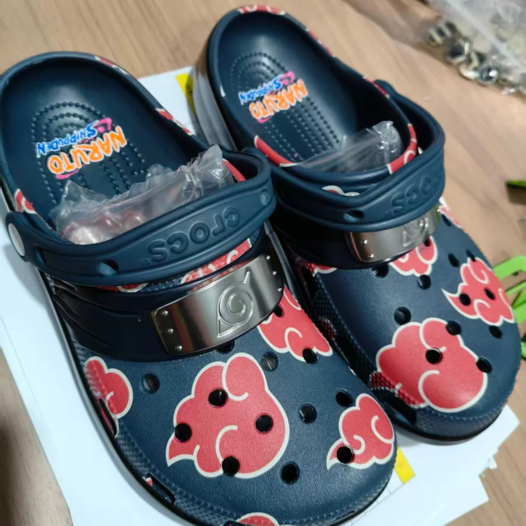 

Anime Naruto Akatsuki Cartoon New Black Red Cloud Eva Waterproof Slippers Beach Shoes Sandals Casual Breathable Ankle-Wrap Shoes