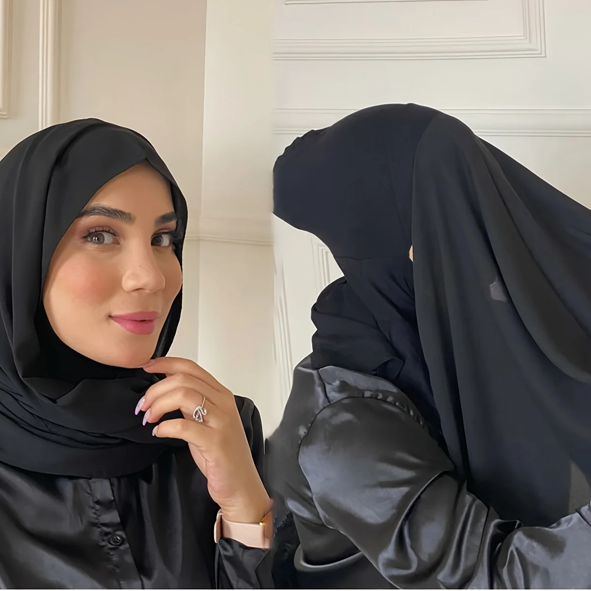 Hijab Chiffon Instantâneo para Mulheres, Hijab Respirável Fino, Lenço Ramadã Macio e Aconchegante, Protetor Solar Simples, Cor Sólida