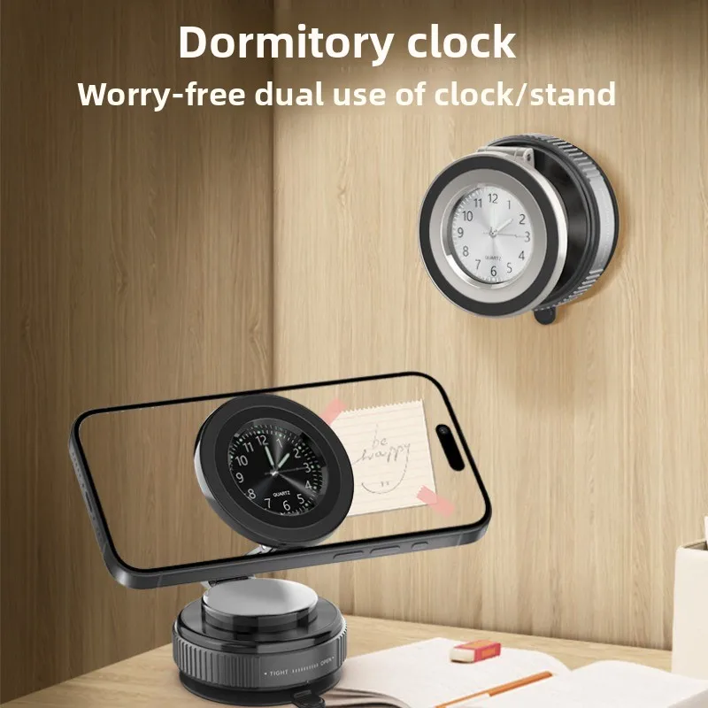 

2025 New Table Mobile Phone Holder Magnetic Suction Car Vacuum Adsorption Surface Real Clock Folding Two-way Suction Cup