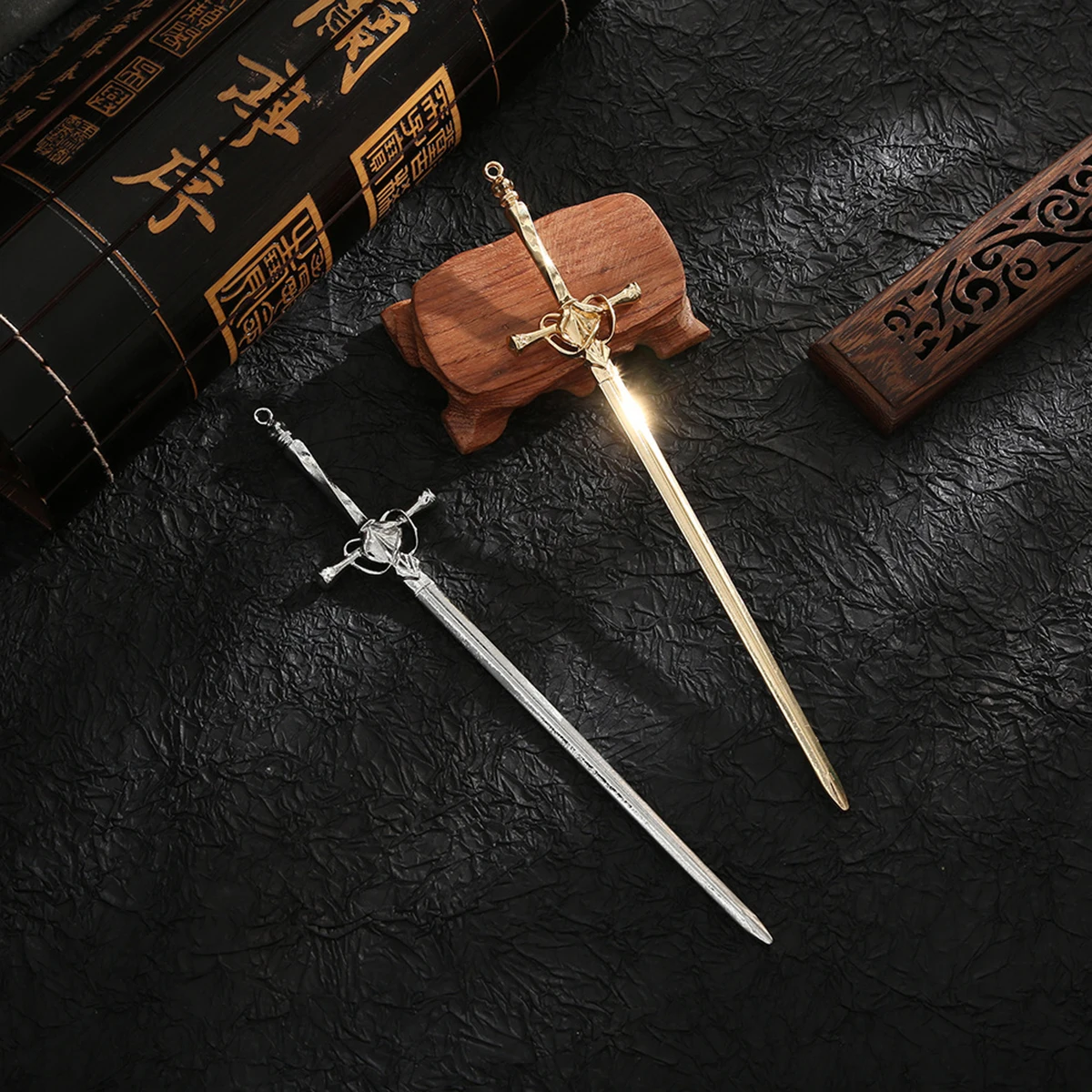 Metal Gray Sword Styling Pins Black Wicca Witch Hair Stick Slide Renaissance Festival Hair Acceossories for Women view 3