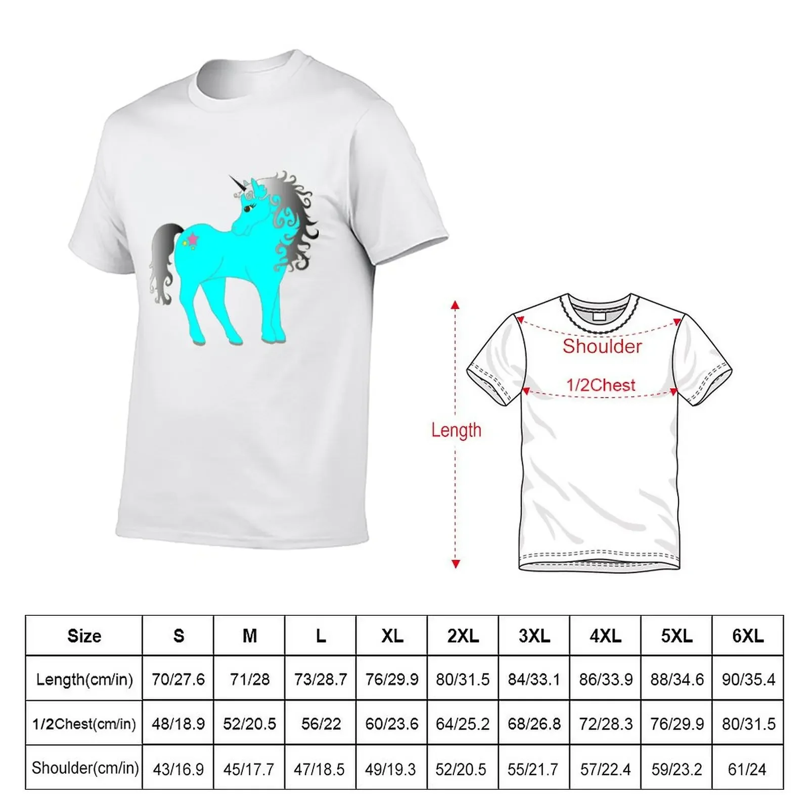 Einhorn im hellen Blau T-Shirt anime tshirt vintage anime shirt designer t shirt men