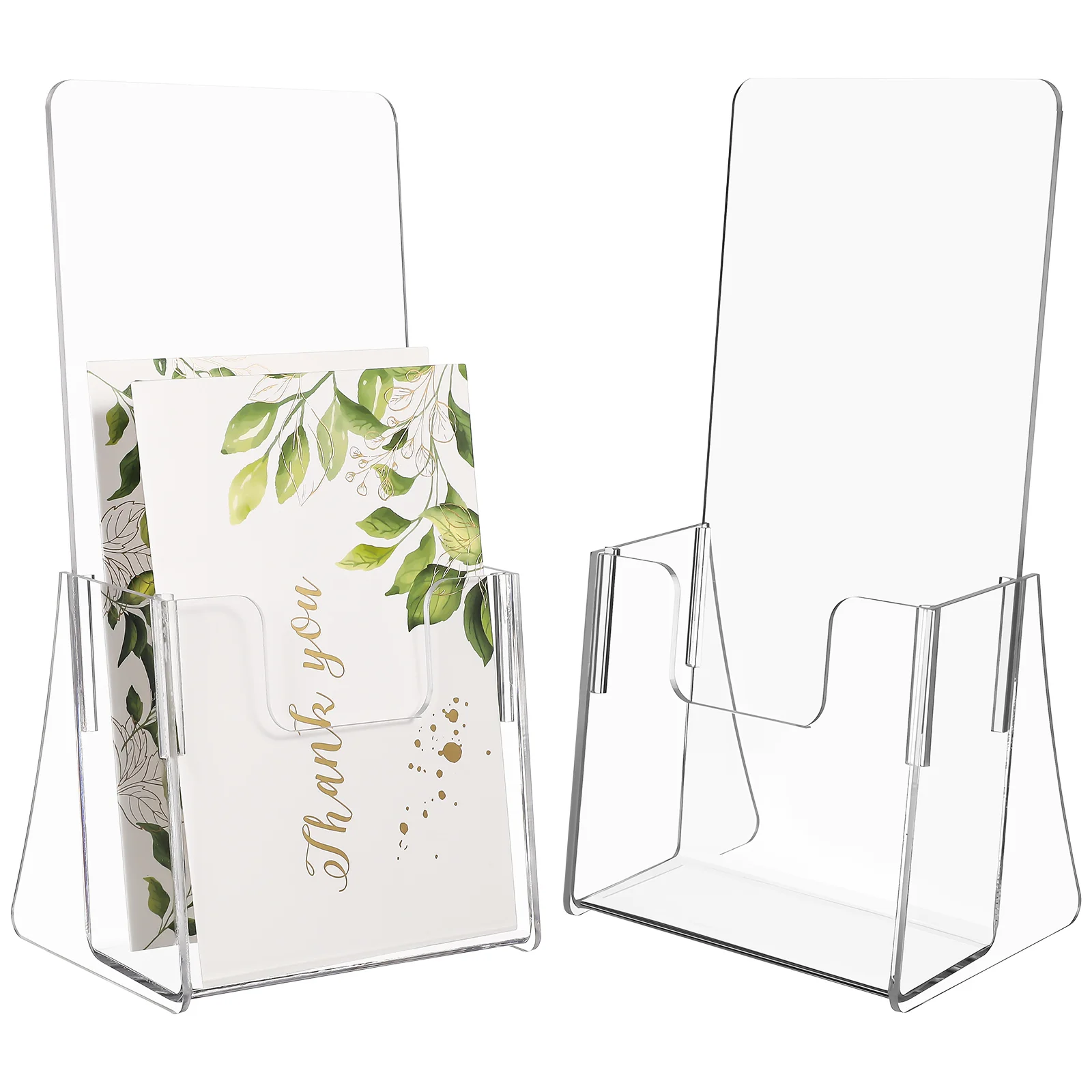 2 Pcs Acrylic Display Stand Desktop Brochure Storage Holders Magazine Rack Pamphlet Paper Literature Organizer File Booklet