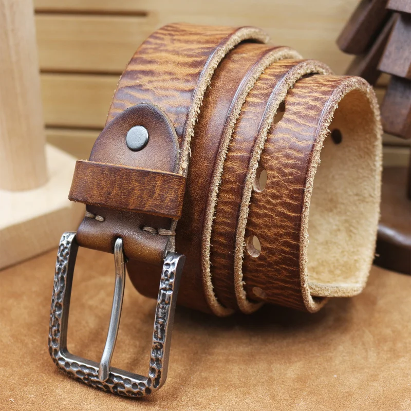 

Western Retro Leather Personality Pin Buckle Men Belt Fashion 3.8CM Wide Jeans Causal Pants Belt for Mens