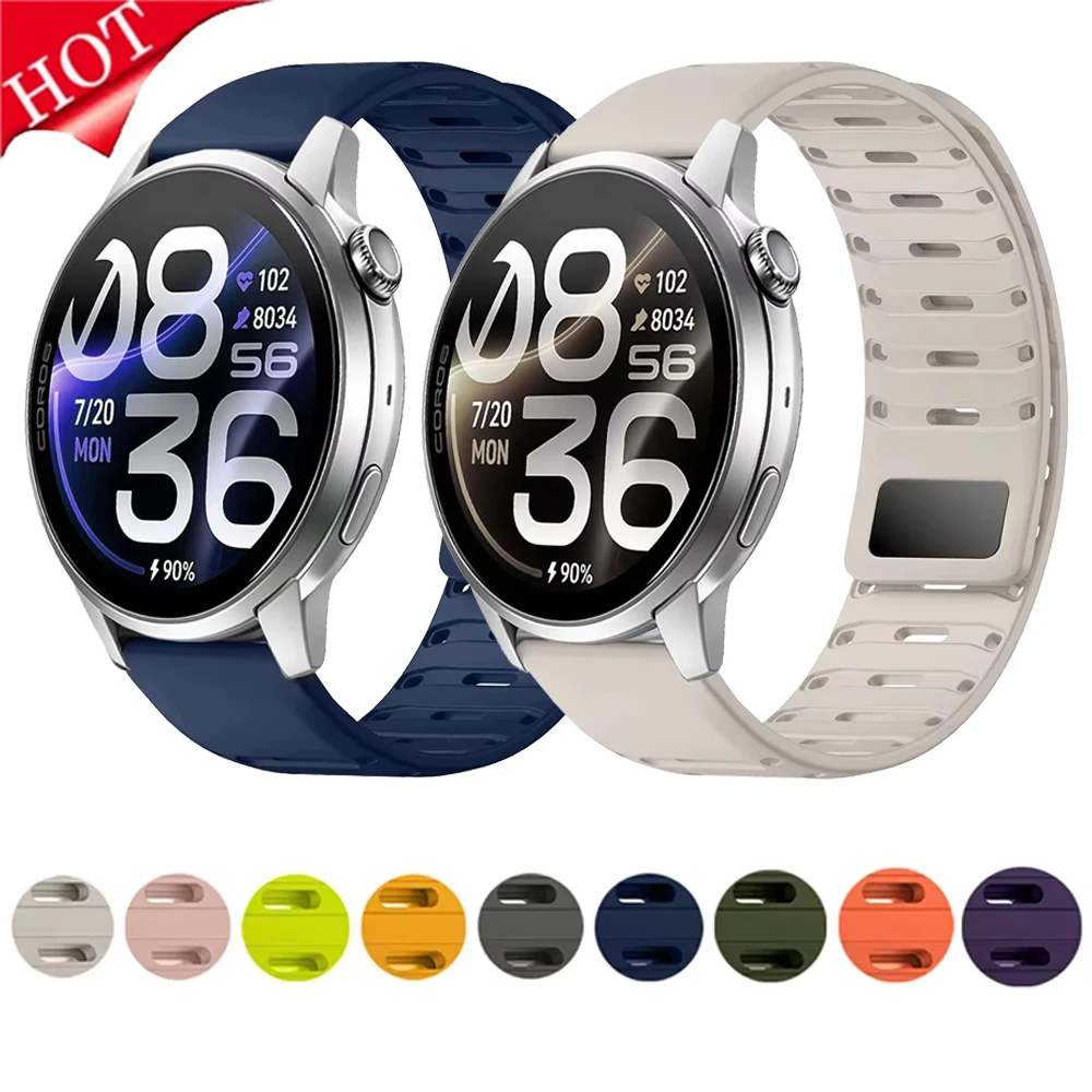 22mm Magnetic Silicone Strap for COROS PACE 4 Pro/4/3/APEX 4 42mm Comfortable Wristband for Amazfit Balance 3/Active Max/Bip Max