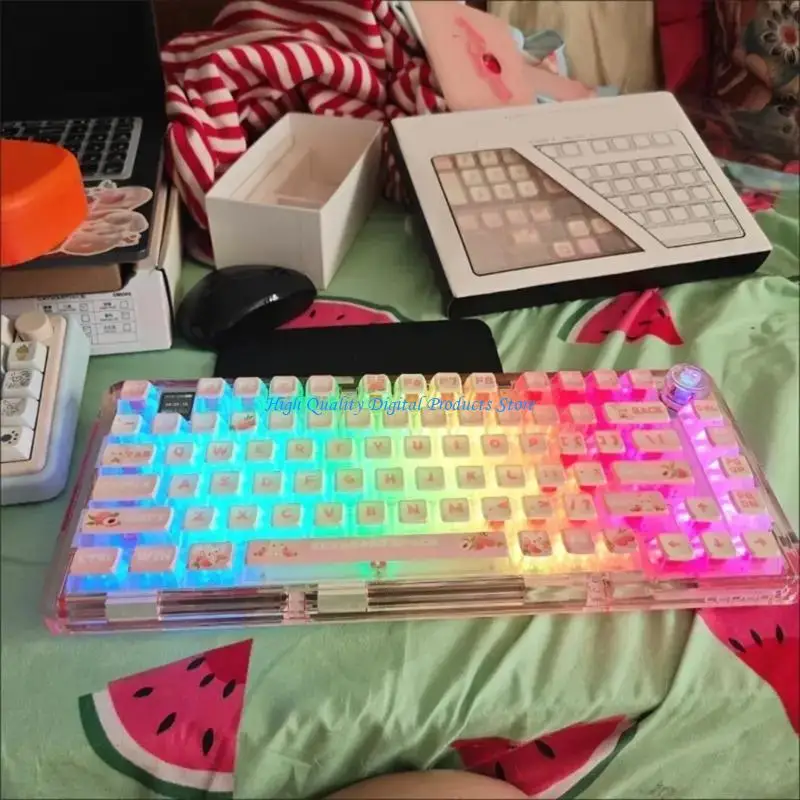 

U2JE 1Set Cartoon Translucents PBT Keycap 116Keys Profile Puddings Keycaps for Mechanical Keyboards