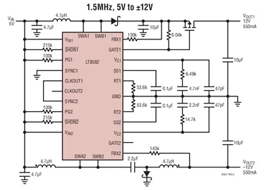 LT8582EDKD LT8582IDKD LT8582 - Dual 3A Boost/Inverting/SEPIC DC/DC Converter with Fault Protection