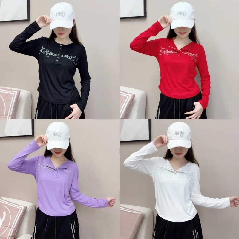 xianjia-春夏新作スクエアダンス服ラインストーントップファッショナブルな多用途痩身ダイヤモンドデザインダンス服