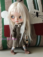 Dula Doll Clothes Handmade Handmade grey retro round neck sleeved skirt for ob24 ob22 Diandian JerryB 1/6 Bjd