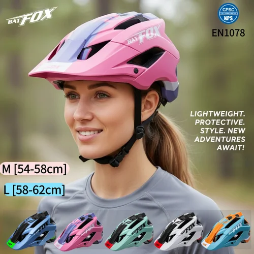 Imagen 1 del producto BATFOX-casco de bicicleta de montaña para mujer, transpirable y ventilado, rápida disipación de calor, para ciclismo