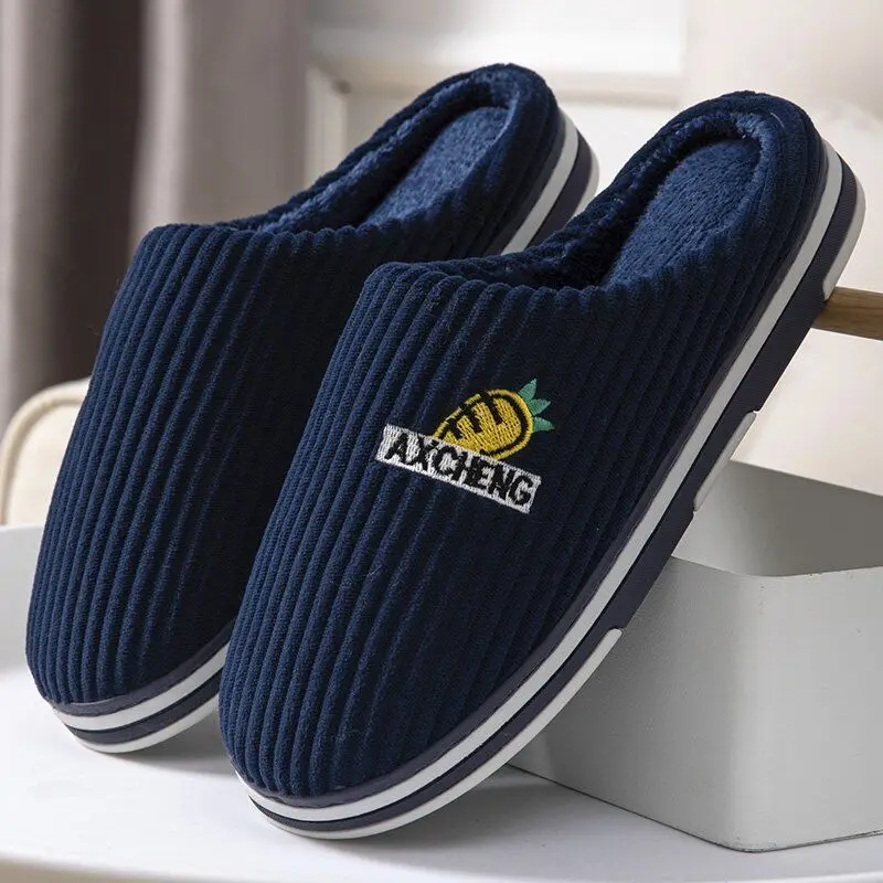 New Winter Plush Couple Slippers Cute Anti-slip Warm Thick Sole Indoor Home Fuzzy House Slippers for Men Women
