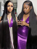 30 40 Inch Bone Straight Transparent 13x6 Lace Frontal Human Hair Wigs 300 Density Brazilian Remy 13x4 Lace Front Wig For Women
