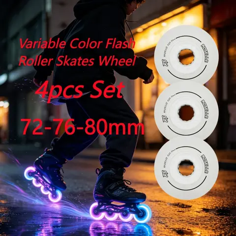 4pcs 72/76/80mm Roller Skates Wheel Rotating Variable Color Flash Inline Skates Fancy Rock Tyres