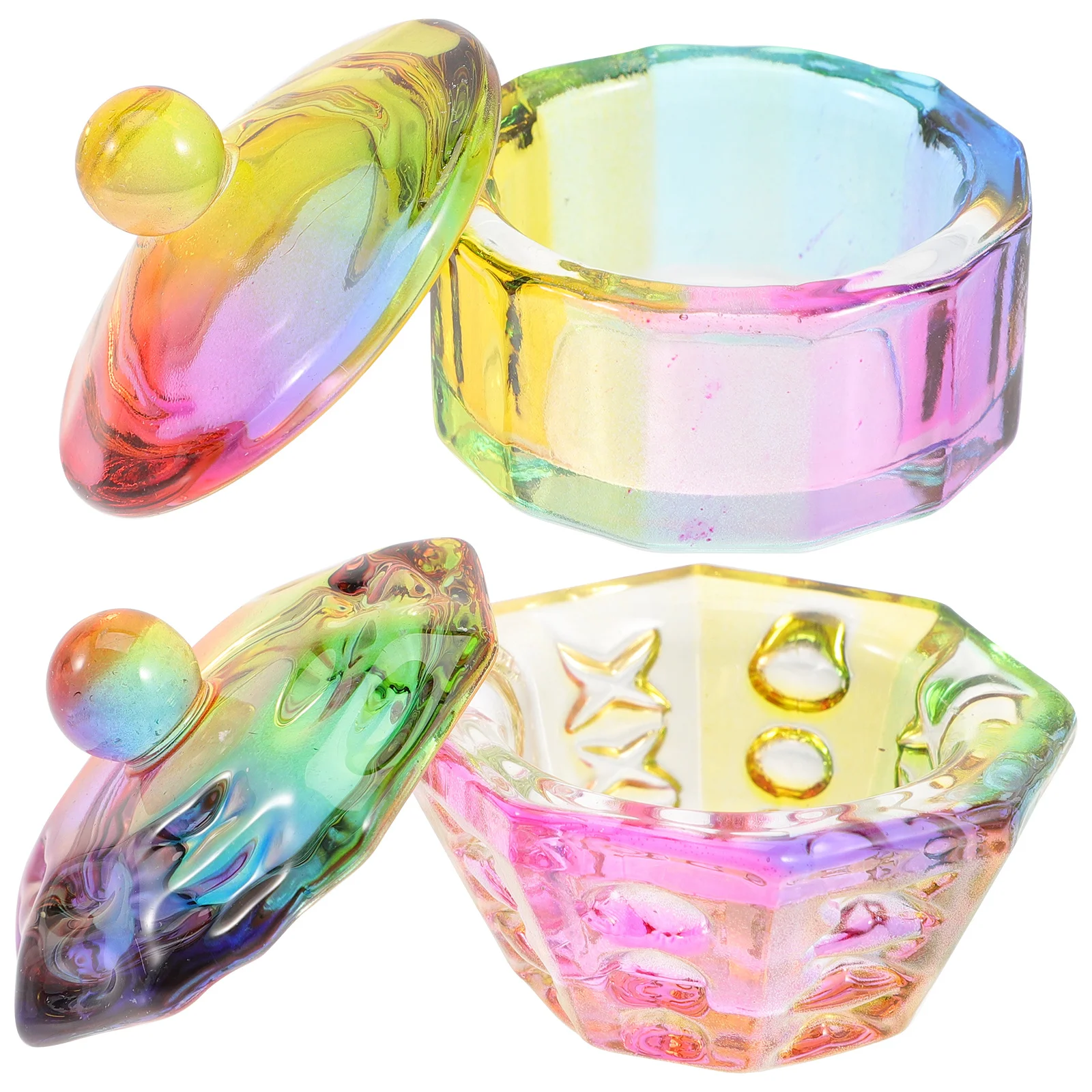 2Pcs Nail Dappen Dish Lid Glass Monomer Dish Acrylic Nail Holder Manicure Tools Powder Mixing Cup Manicure Cup