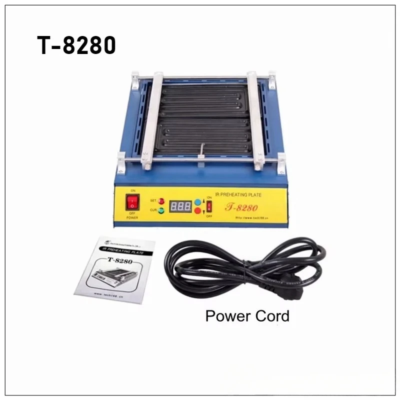 T-8280 1600W Infrared PCB Preheater, 0-450°C IR Preheat Plate for SMD Rework, 110V/220V Solder Station