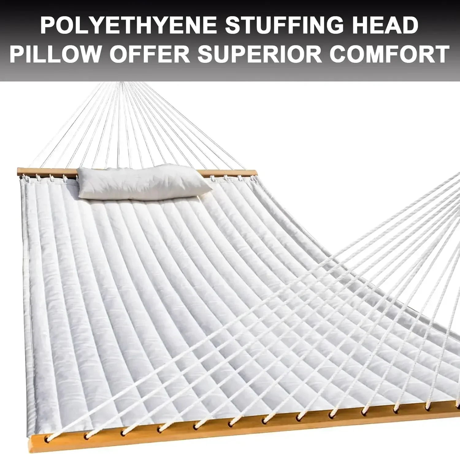 [XMSJ-Stock limitato, acquisto ora! ]Amaca da esterno in tessuto trapuntato con barre di diffusione, cuscino e catene staccabili, patio esterno B