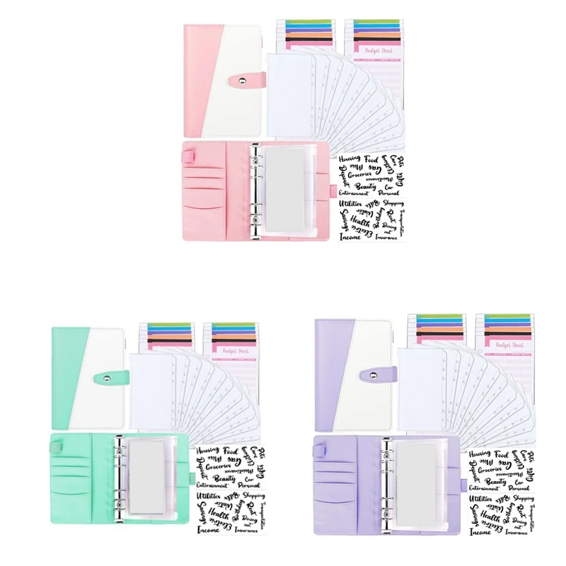 เครื่องผูกงบประมาณพร้อมซองเงินสด, เครื่องผูกงบประมาณหนัง PU A6 พร้อมซองและแผ่นงบประมาณ, เครื่องผูกงบประมาณ