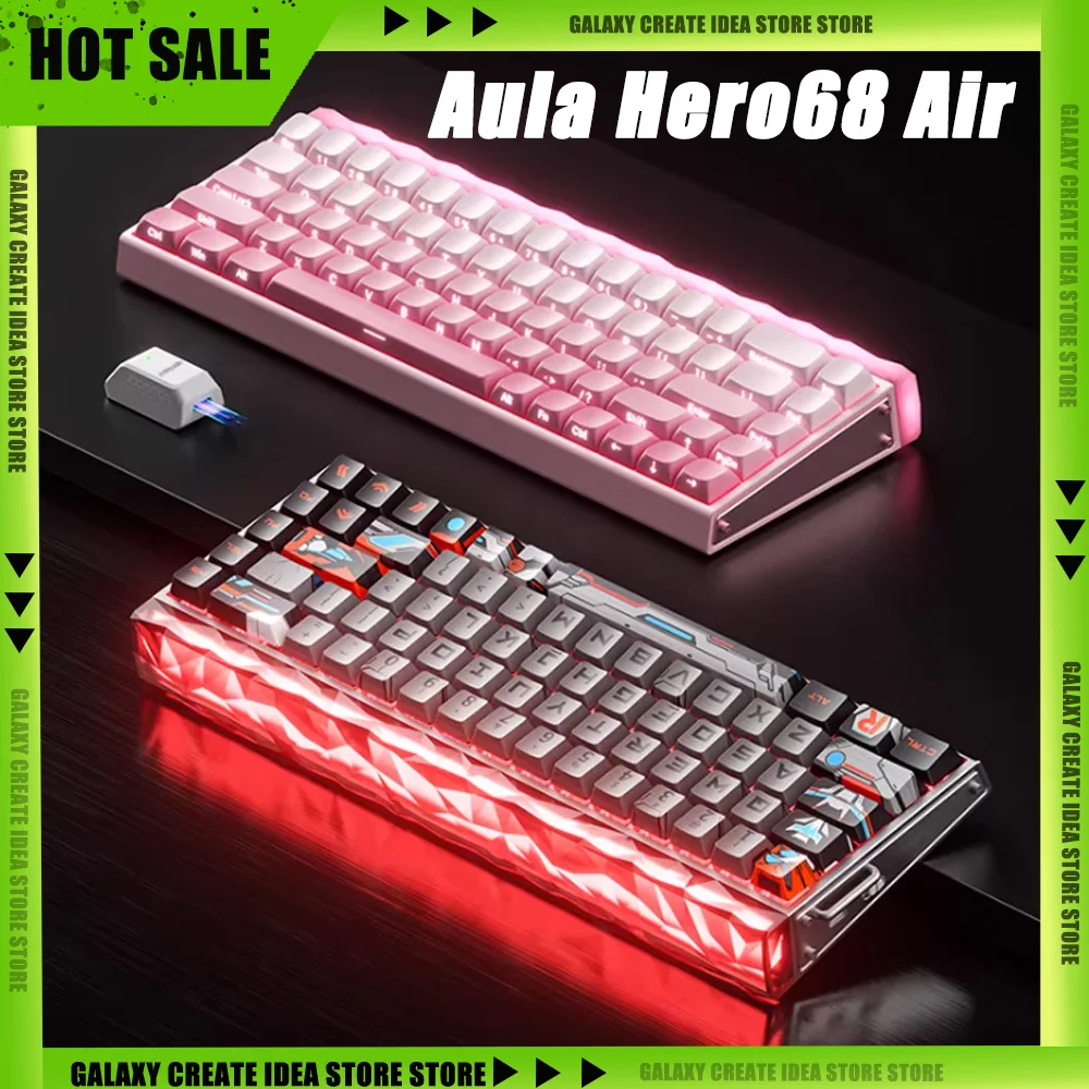 

Aula Hero68 Air 3Mode Wireless Keyboard Bluetooth Mechanical Keyboards 0.125ms Low Delay Gaming Keyboard For FPS