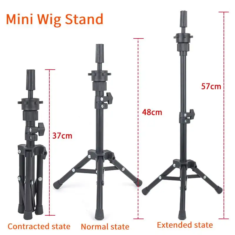 Canvas Block Head Display Wig Mannequin Stand with Head Wig Stand Tripod with Wig Cap Edge Brush Tpins and Duck Bill Hair Clips