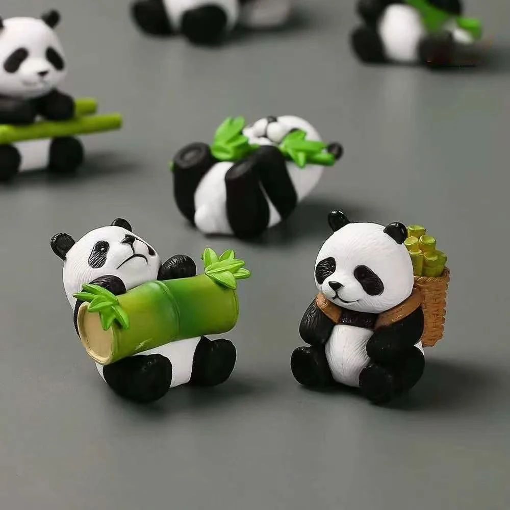 Figuras de Panda de escritorio de resina, simulación de Panda de bambú, modelo Animal, accesorios creativos, decoración del hogar, regalo de vacaciones, 8 Uds.