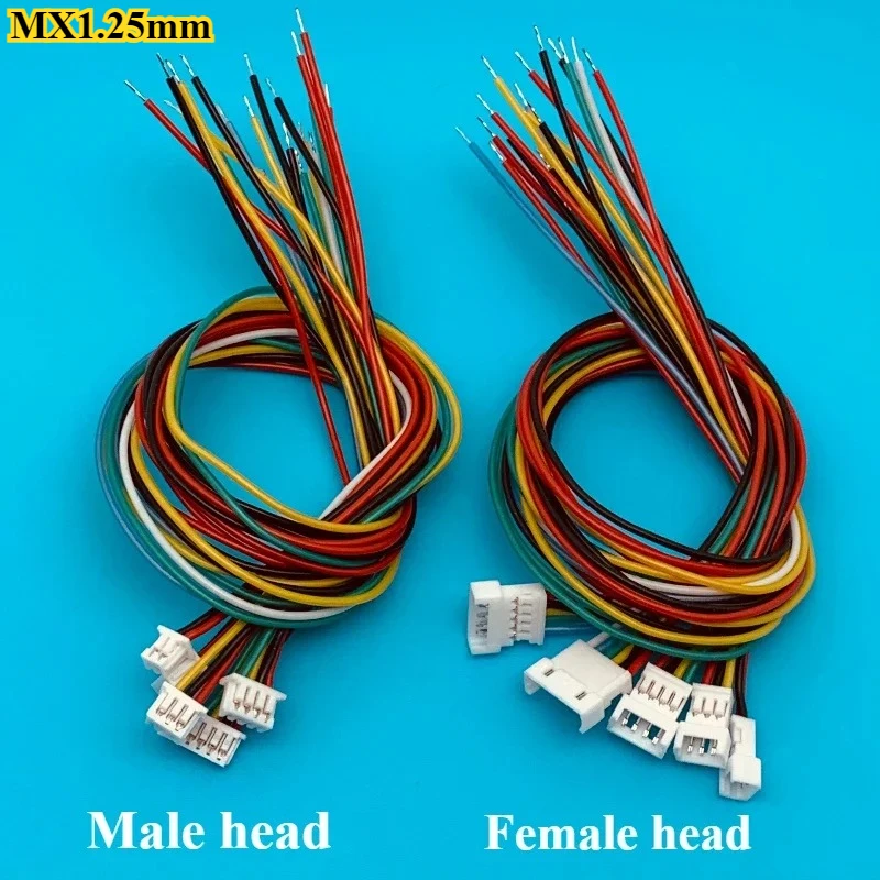 

5/10/30Sets/lot MX1.25mm Single Male/Female head 2P/3P/4P/5P/6P Terminal Wire Length 20cm Cable 32AWG Silicone Wire Connector