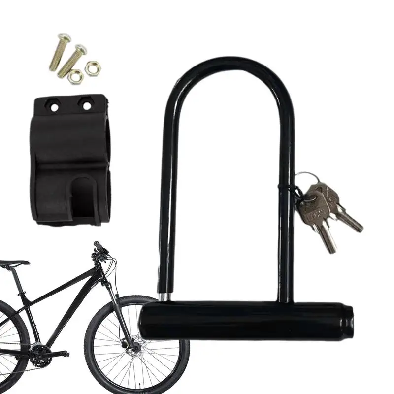 Anti-Theft Cycling Locks Metal Anti-Theft Motorcycles U-Lock Black Cycling U Lock User-Friendly Scooter Lock For Commuting