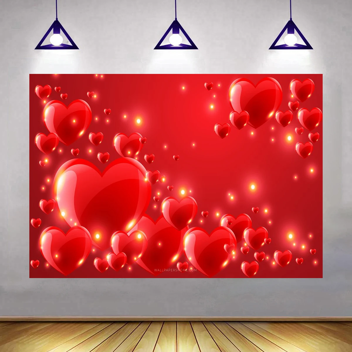 HKFZ Vinyl 3D Red Love Heart Photography Happy Valentine's Day Backdrops Wedding Anniversary Bridal Baby Shower Welcome Banner