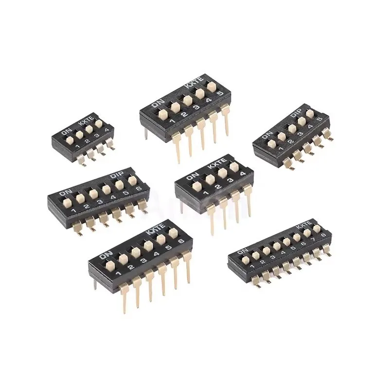 10 Uds interruptor chapado en oro Pin 1-10 vías interruptor DIP interruptores de palanca 2,54mm SMD 1P/2P/3P/4P/5P/6P/8P/10P negro 2,54 MM SMD